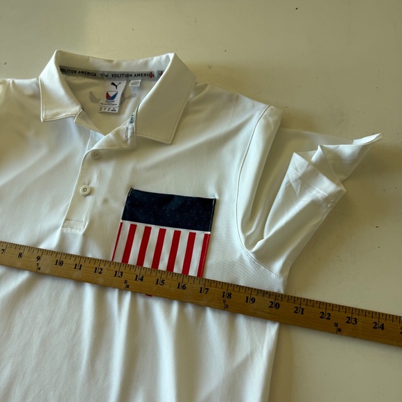PUMA x Volition America White Performance Flag Pocket Golf Polo Mens SMALL - Picture 6 of 7